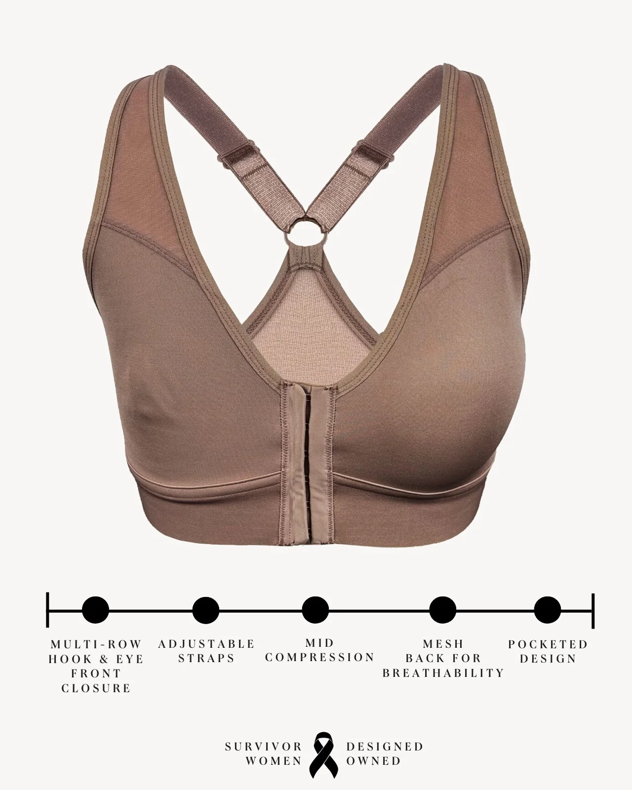 Bianca Pocketed Front Closure Sports Bra - Image 55