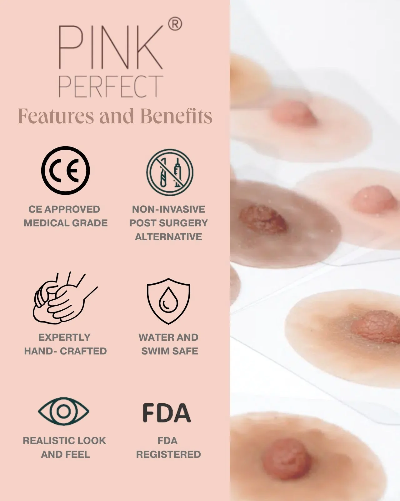 Pink Perfect Prosthetic Nipples in Tan - Image 11