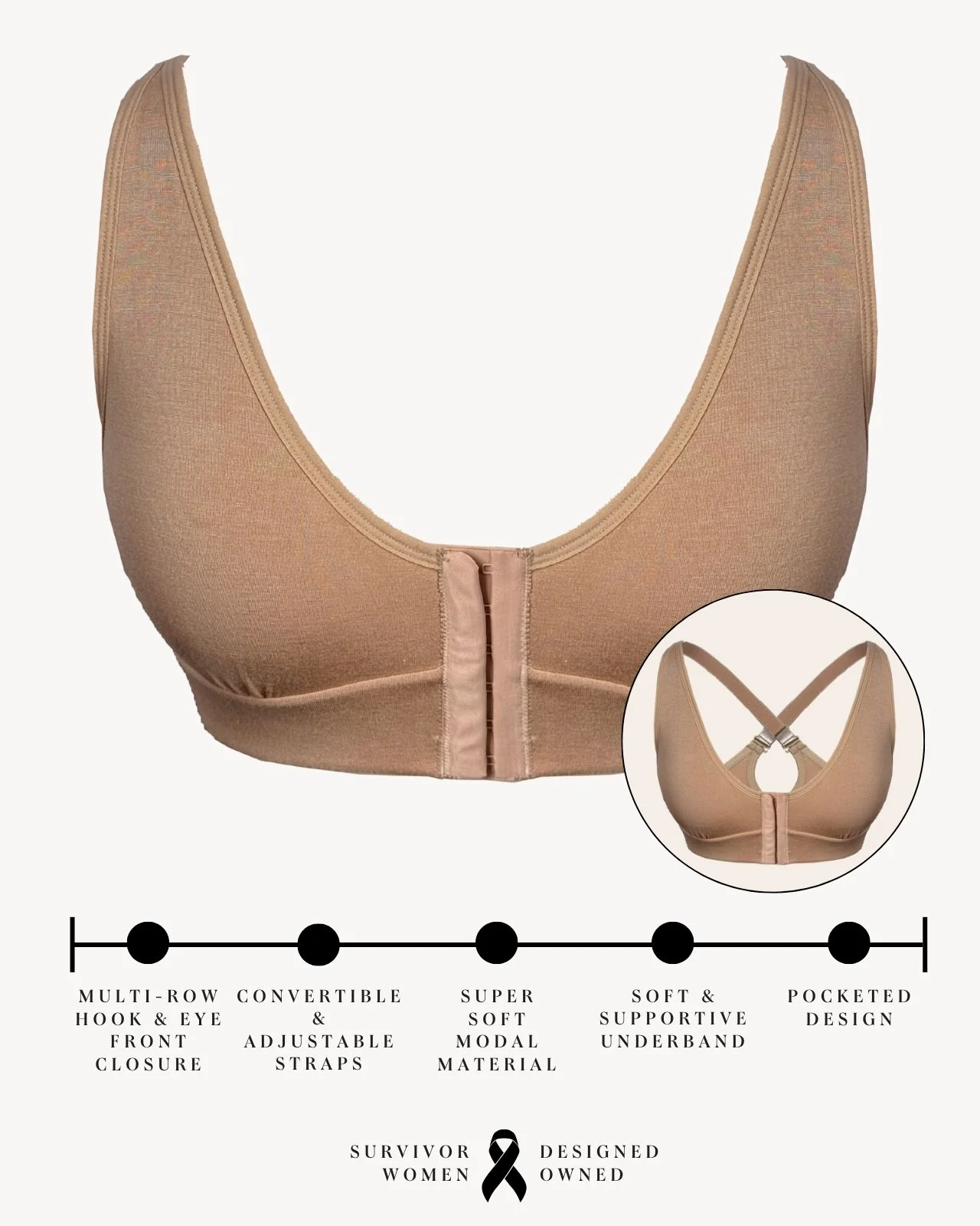 Rora Pocketed Front Closure Bra - Image 36