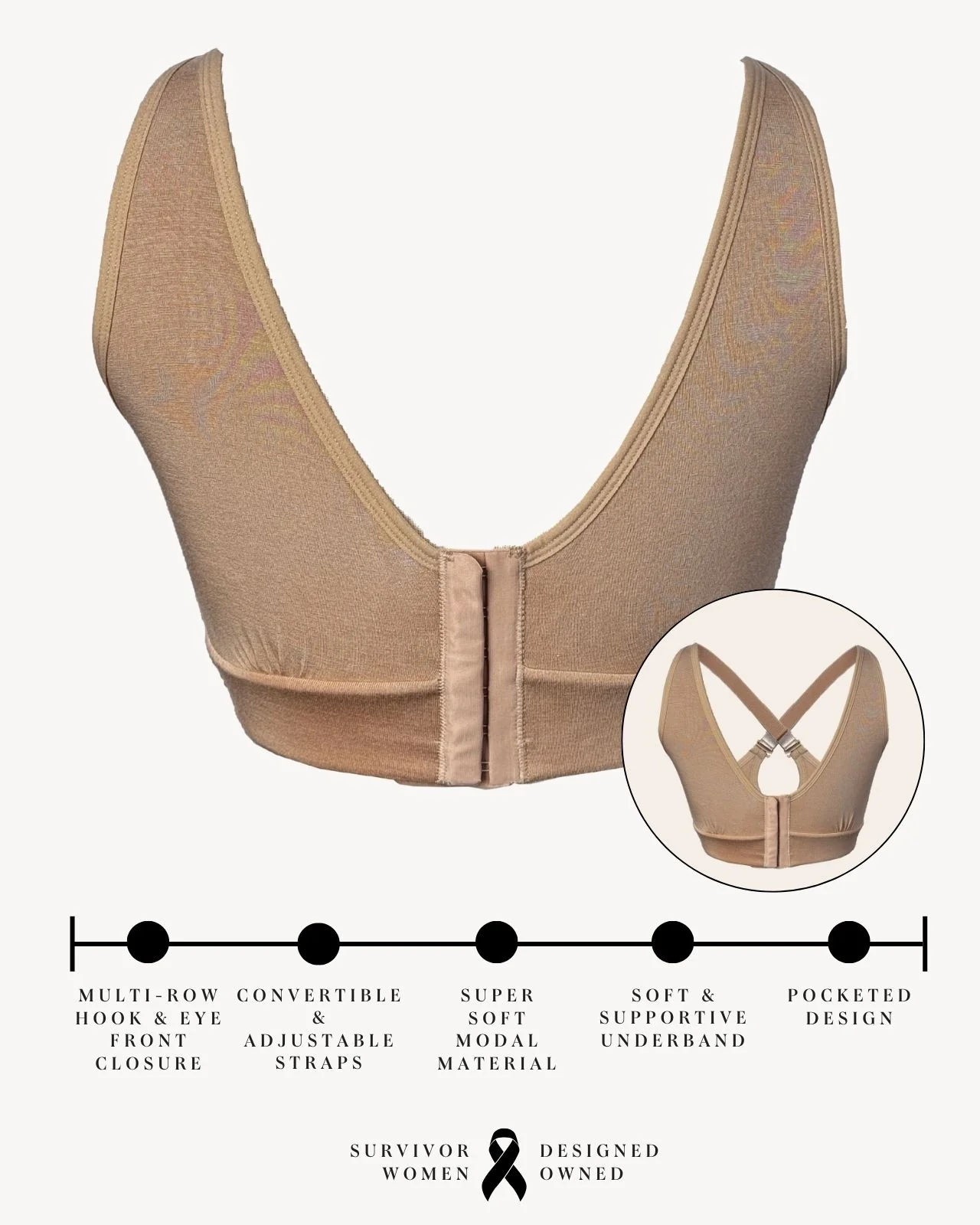 Rora Pocketed Front Closure Bra - Image 55