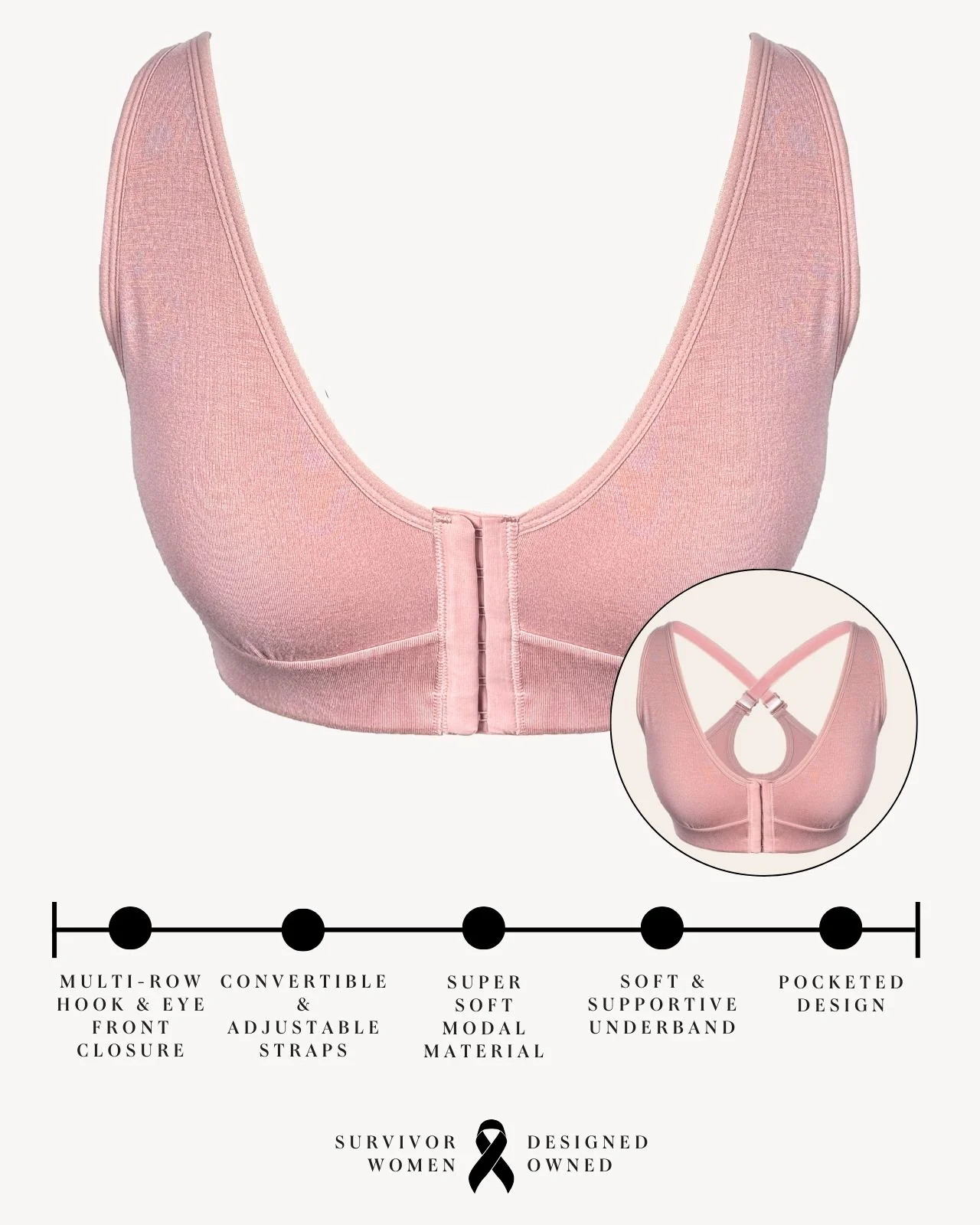 Rora Pocketed Front Closure Bra - Image 7